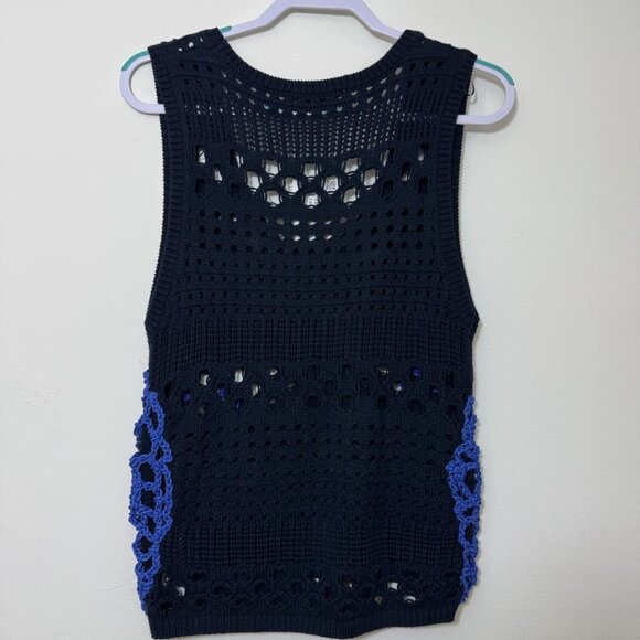 Zara Mixed Open Knit Crochet Vest Women’s Size M Pullover Sleeveless New - Picture 3 of 7